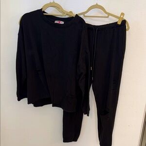 BuddyLove Black distressed Sweatshirt and Joggers Set